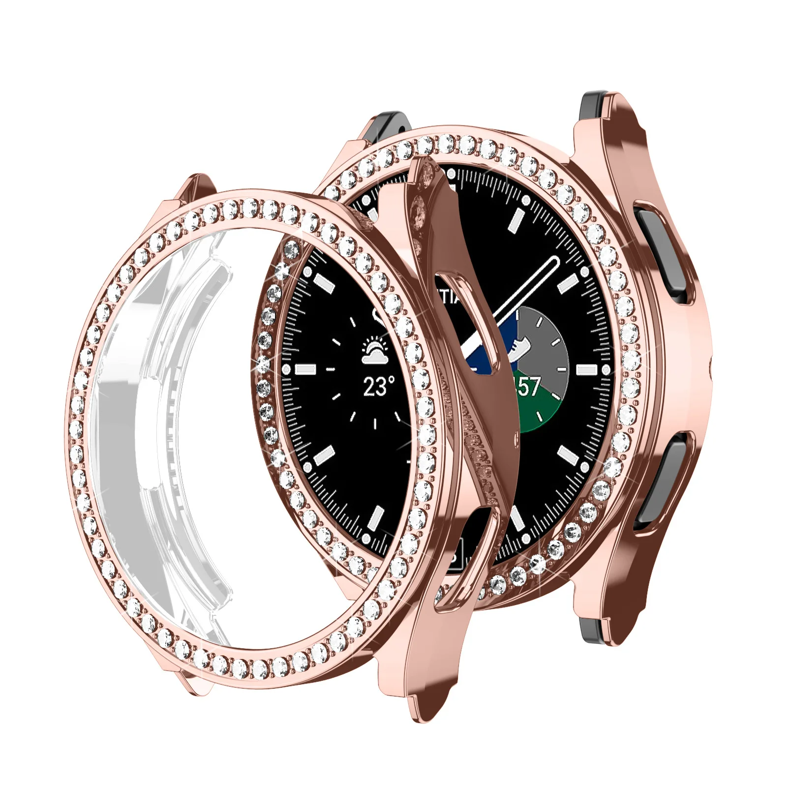 Tpu Diamond Screen Protector Watch Case For Samsung Galaxy Watch 4 5 40mm 44mm Bling Rhinestone Case Hard Pc Cover