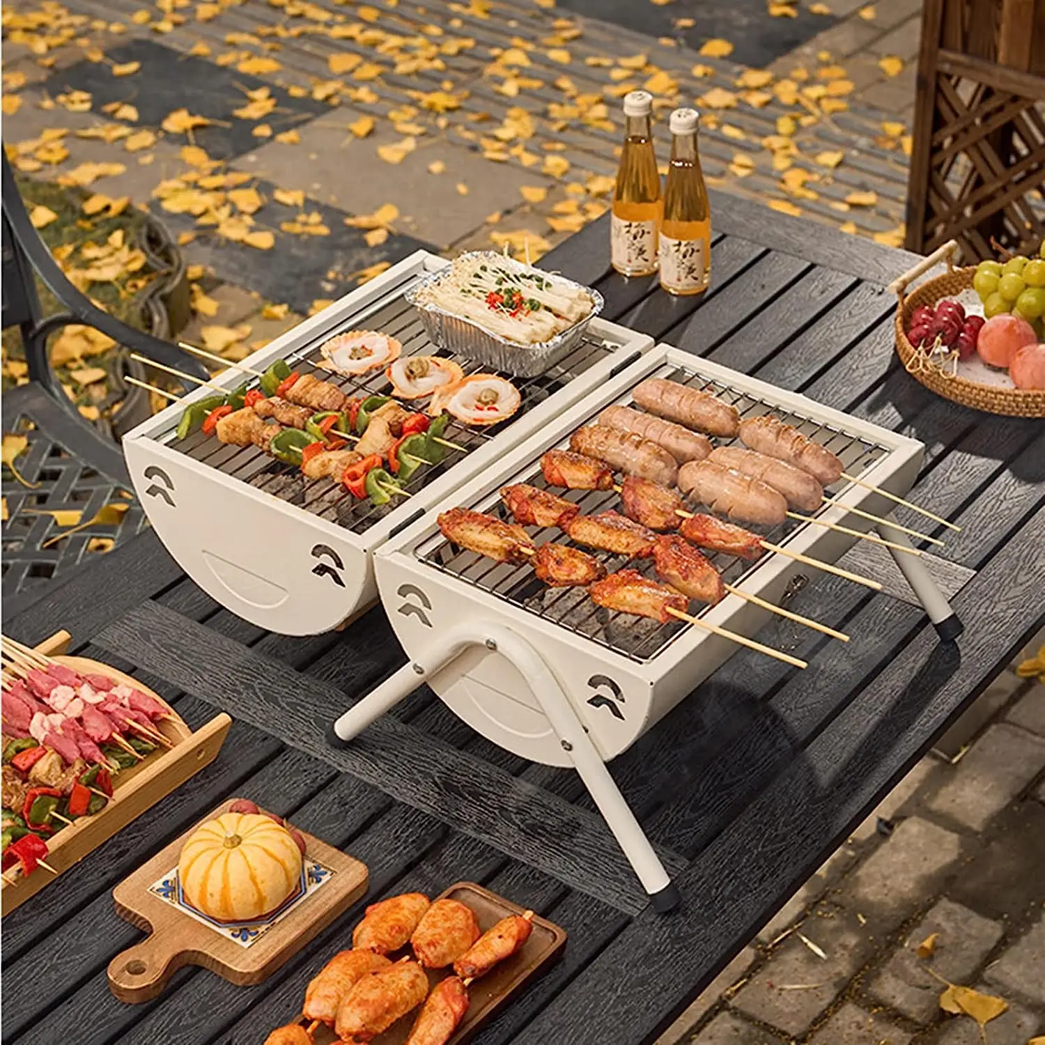 In Stock Multi-functional Adjustable Metal Portable MINI BBQ Smoker Charcoal BBQ Grill for Outdoor Hiking Picnic