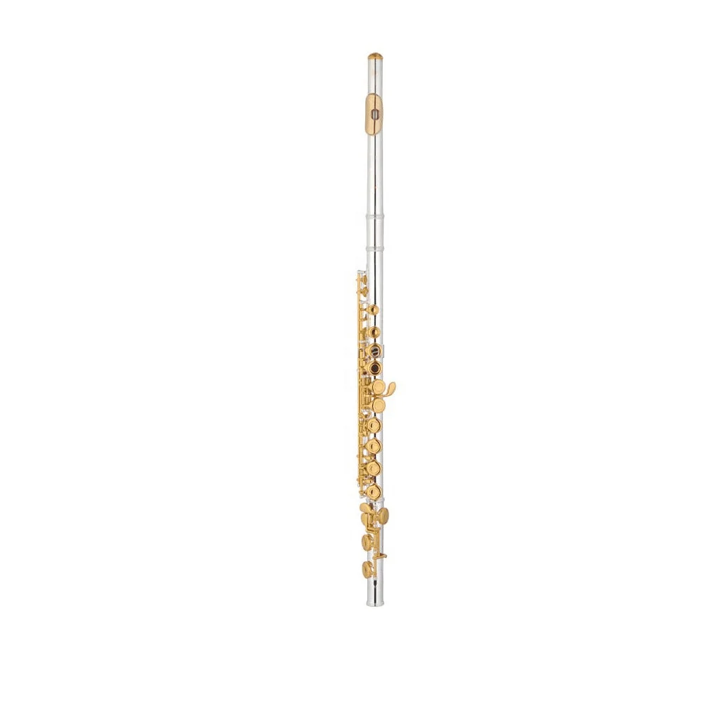 Professional C Tone offset closed hole 16 holes Flute Gold Plated Keys Silver Plated Flute