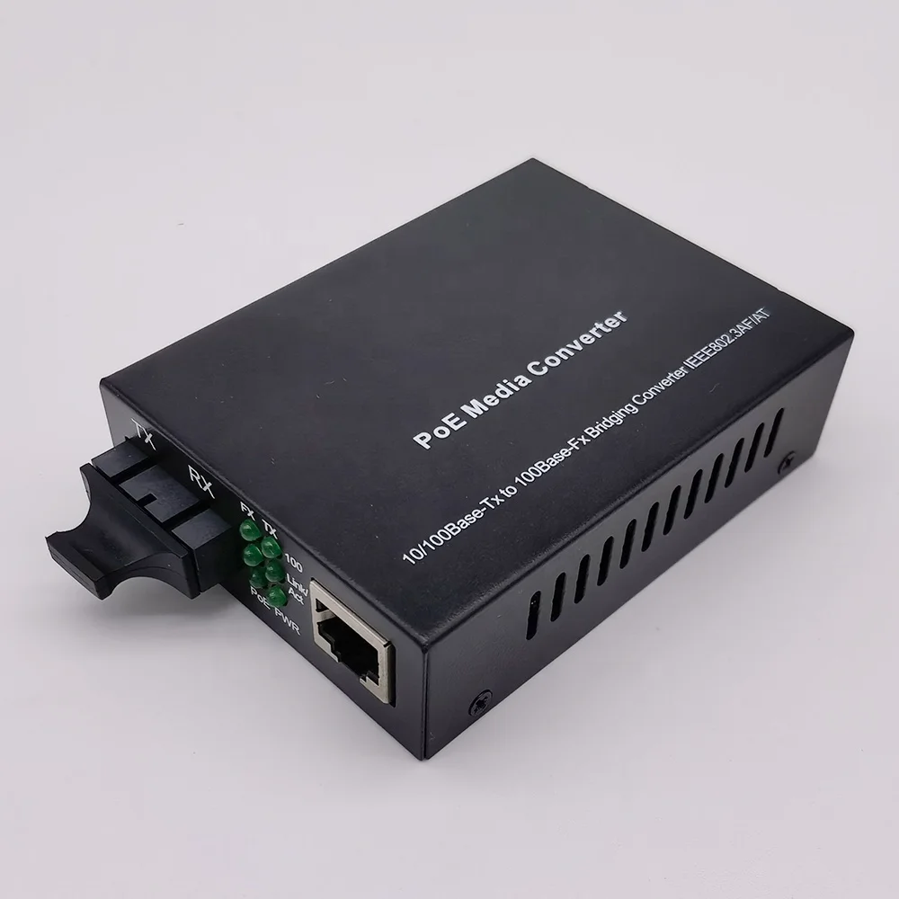 Fiber PoE Media Converter 10/100Base-Tx to 100Base-Fx, Single Mode, 20-80Km, Duplex SC 100M PoE Ethernet Media Converter