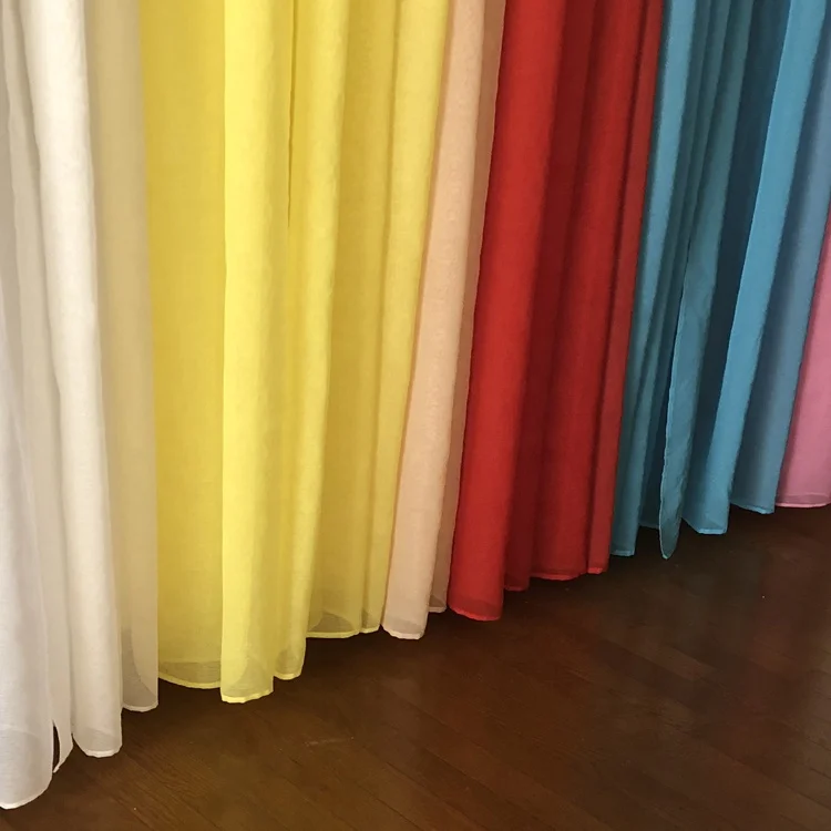Solid Curtain Colorful Colors Wholesale 100% Polyester Plain Fabric Roll Voile Sheer Curtains  For Living Room Bedroom Window