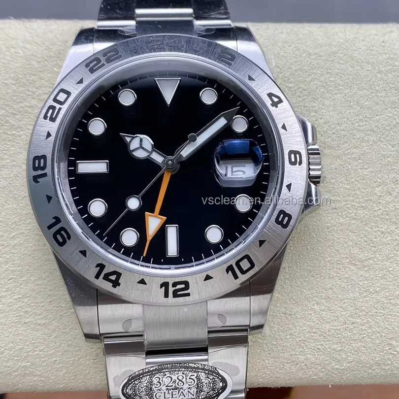 Роскошные 3285 аналоговые механические часы GMT 42 мм новый дизайнерский чехол с зеркалом из сапфирового стекла алмазная нержавеющая сталь Eta механизм