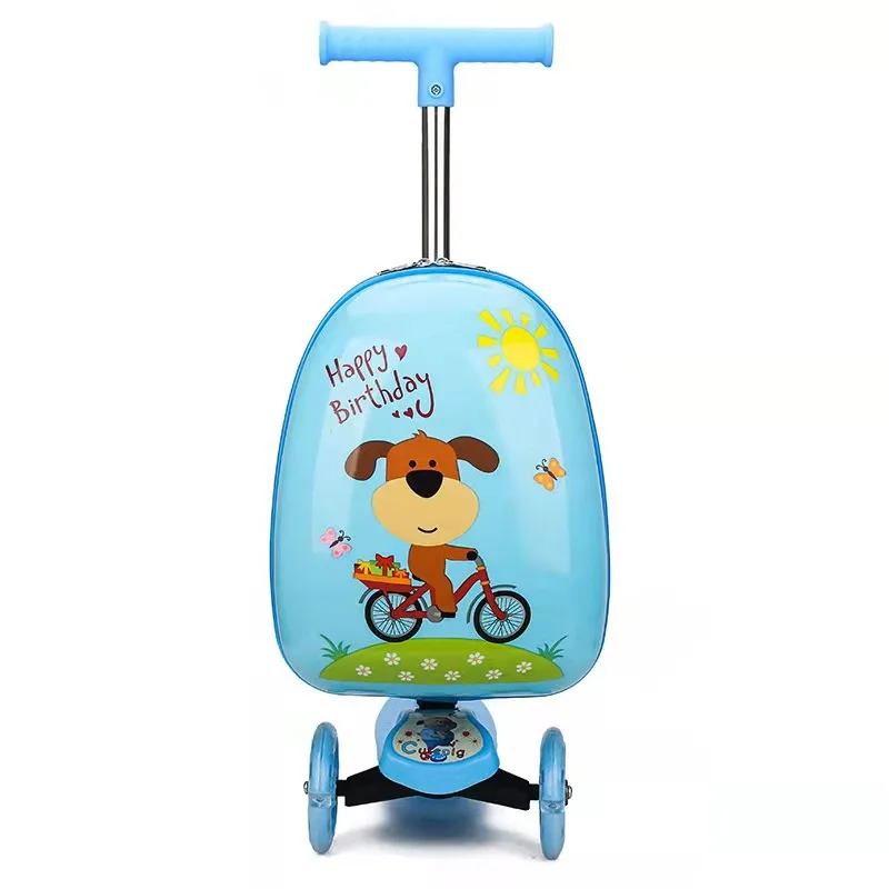 Children Travel Waterproof Trolley Scooter Luggage Bag Kids Ride On Luggage Suitcase Bag For Kids With Scooter
