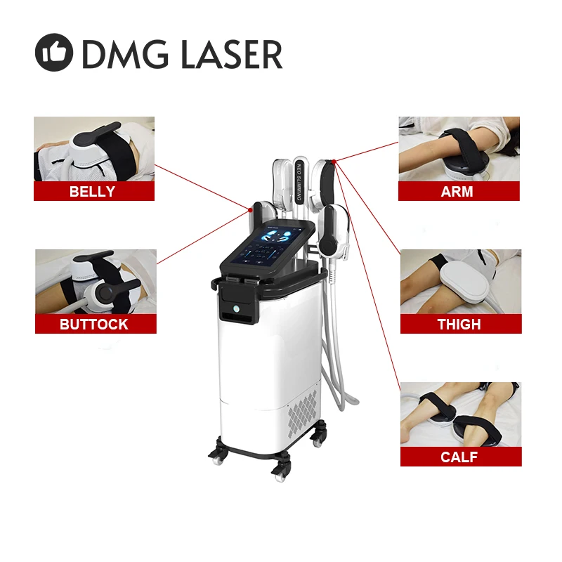 Professional muscle building stimulator 5 handle body sculpting ems training machine with rf function