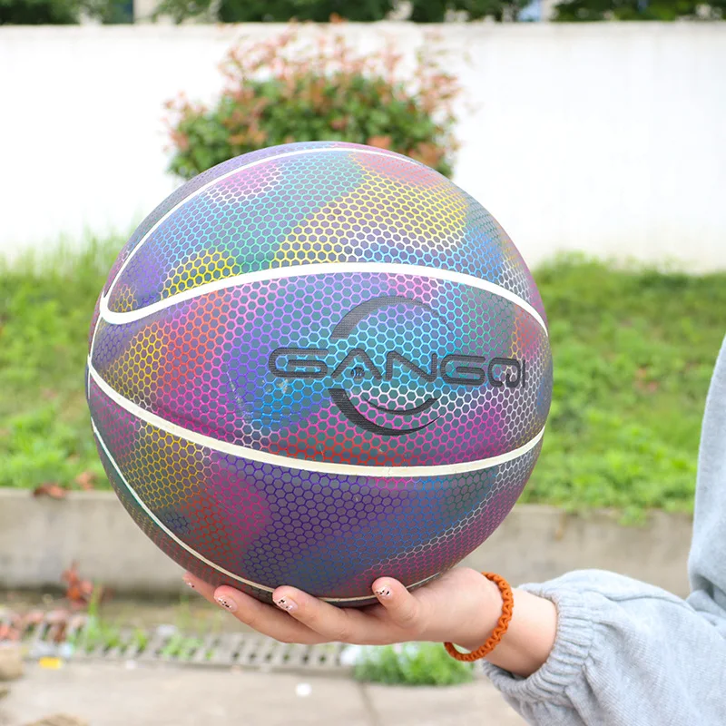 Official Size and Weight Holographic Reflective Basketball Flash Glowing Luminous Bright Basket Balls