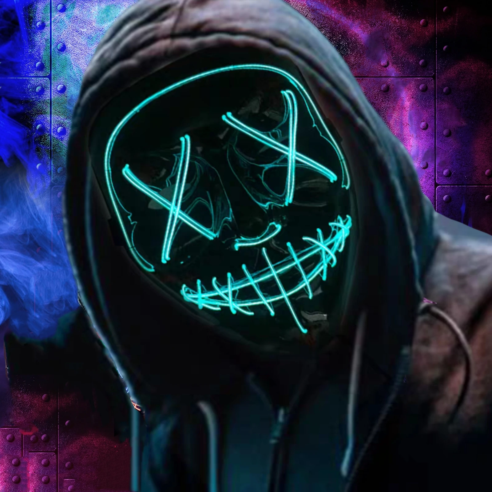 Halloween LED Glowing Mask Funny Light Mask Parties and Sports Cyber Punk Mask