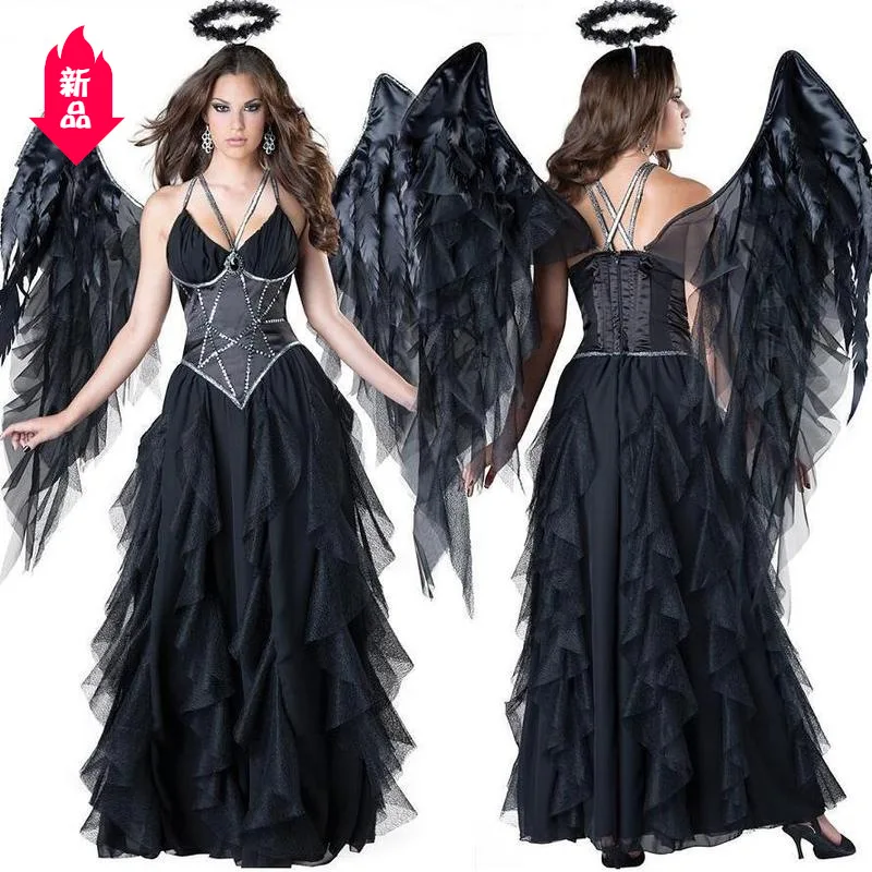 2022 Dark Sexy  Angel Black Angel Costume Halloween Party Stage Costumes Halloween Sexy  Women Cosplay Costume