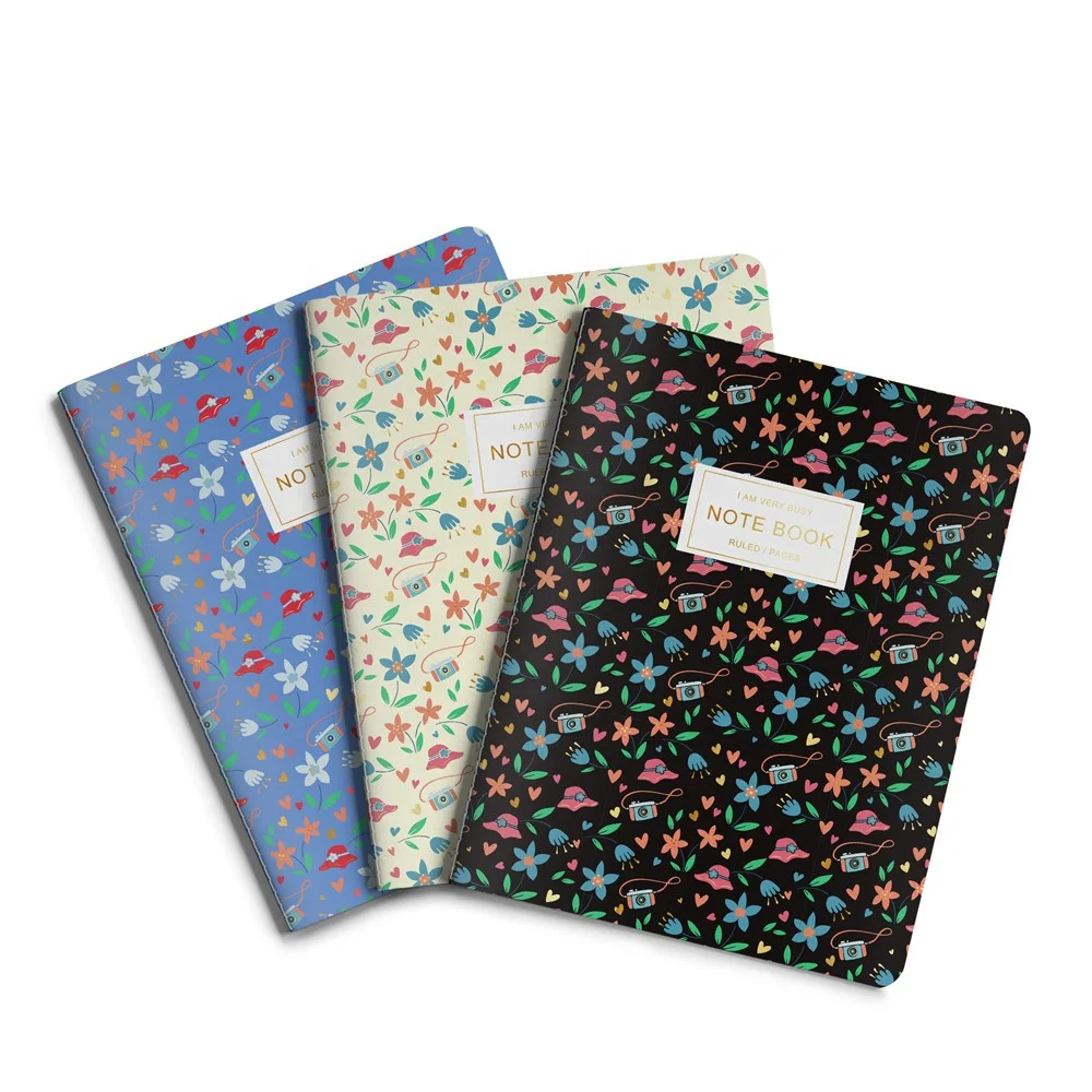 Holi New Hot Stamping Leaf Design Paper Cover Stitching Journals Notebook Custom logo note books For School Student