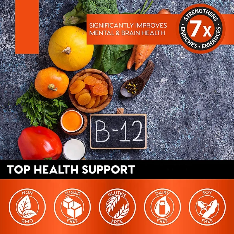 Private label Vitamin B12 Liquid Drops Sublingual 5000mcg Methyl & Methylcobalamin Supplements for Women and Men Health Support