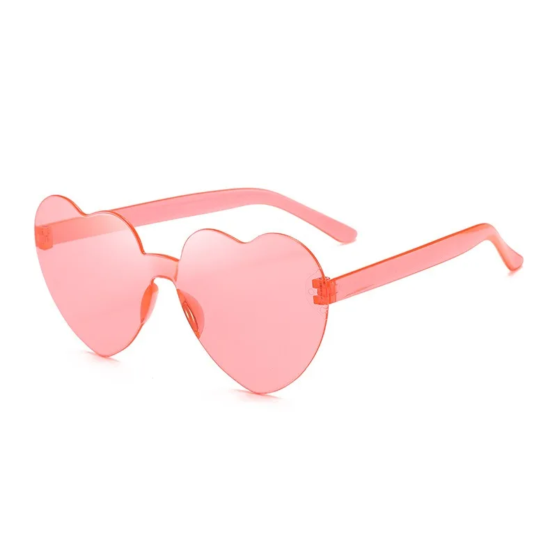 Lmamba k6 Wholesale Custom Logo Rainbow Frameless Lens Eyewear Candy Color PC Rimless pink love Heart Shaped glass Sunglasses