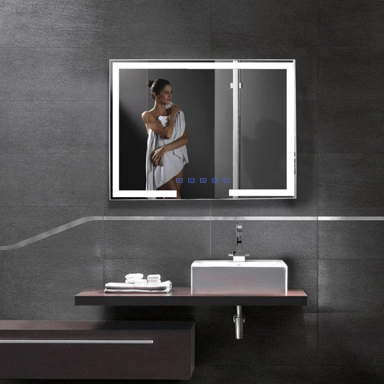 Китайское современное медное зеркало для ванной комнаты с синими зубьями стандартного размера