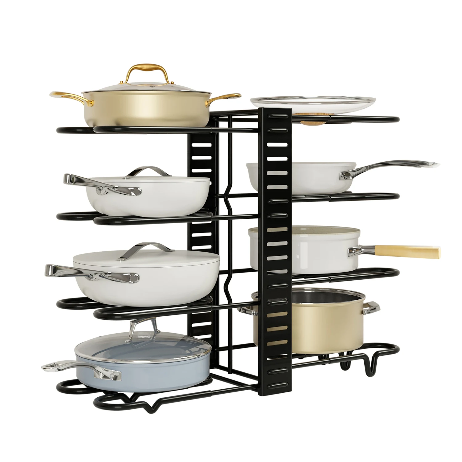 Kitchen utensil pot grid fry hot pan lid holder pan rack organizer for cabinet