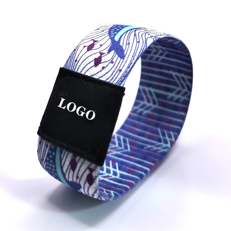 Custom Sublimation Design Elasticated Bracelet Material Polyester Festival Elastic Wristbands Events