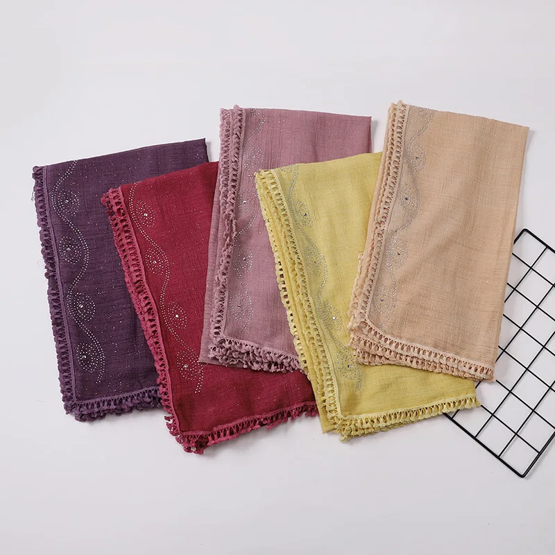 Женский хиджаб Baotou с кисточками, монохромный мусульманский шарф из Малайзии, Индонезии, 2022