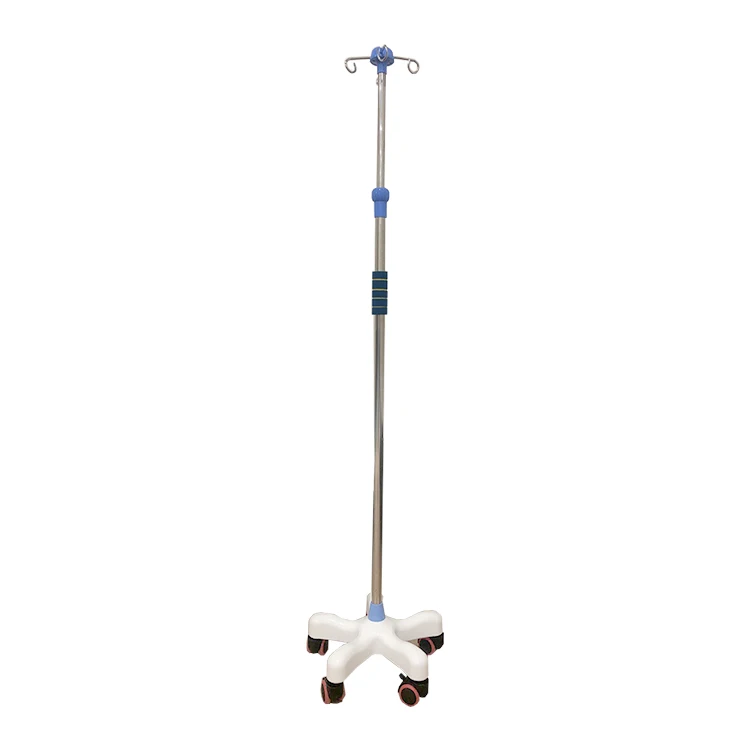 Hospital 5 legs mobile stainless steel infusion/IV pole drip stand