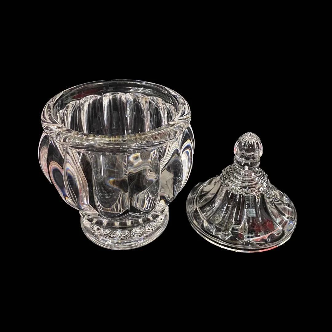 
2021 hot lantern shape glass candy jar jewelry box candle holder with lid for wedding holiday and home 