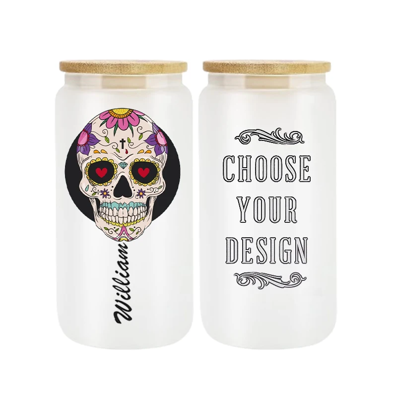 Hot Sale American Style 20 Oz 16 Oz Double Wall Sublimation Snowglobe Clear Soda Beer Can Cup Jar with Bamboo Lid and Straw