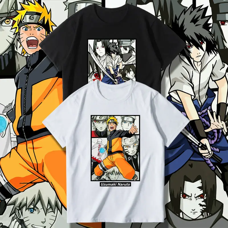 8 style Narutos anime 100% cotton men women black white clothes shirt Uzumaki ninja kakashi sasuke top t-shirt