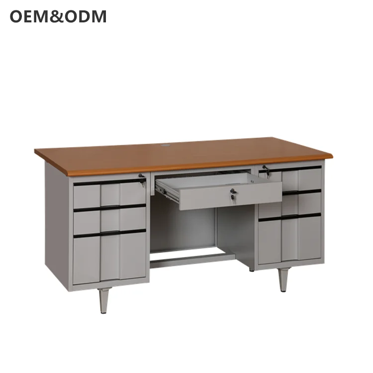 Modern Design Knock-down Steel Metal Office Table Furniture Computer Metal Office Desk with Drawers
