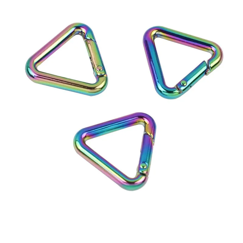 19mm 25mm 32mm Wholesale designer handbags brand open o buckle triangle shape wallet accessory rainbow metal keyrings