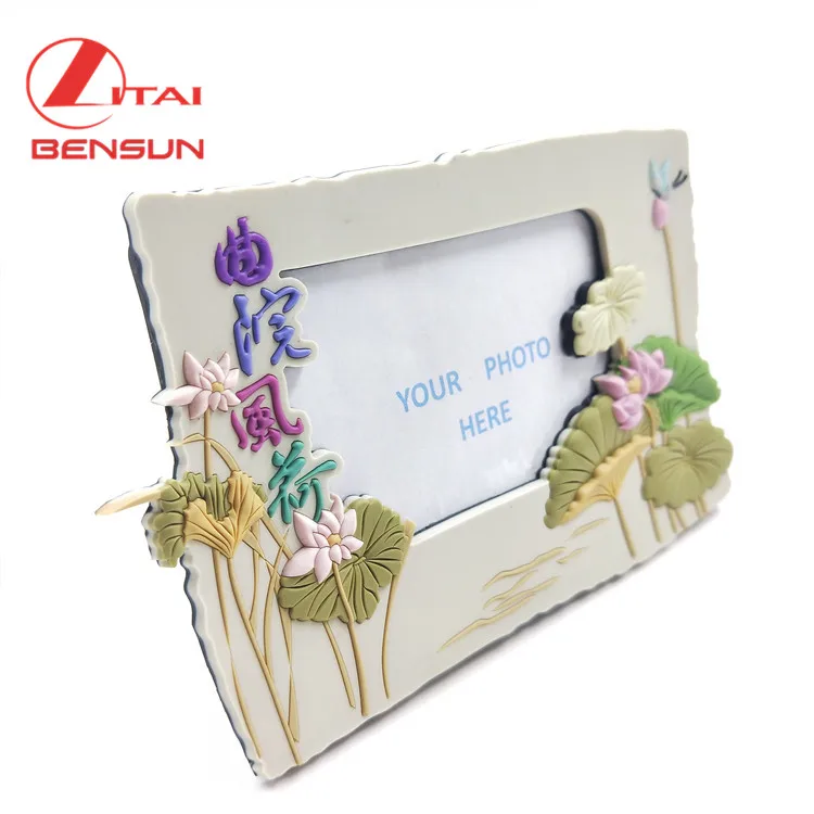 Оптовая продажа изготовленные на заказ пластиковые резиновые Фоторамки из ПВХ с лотосом для рекламных подарков