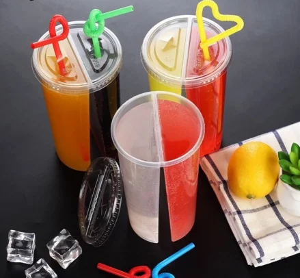  500ml 360ml 750ml thicken Custom logo colorful PP disposable hard plastic double grid sharing