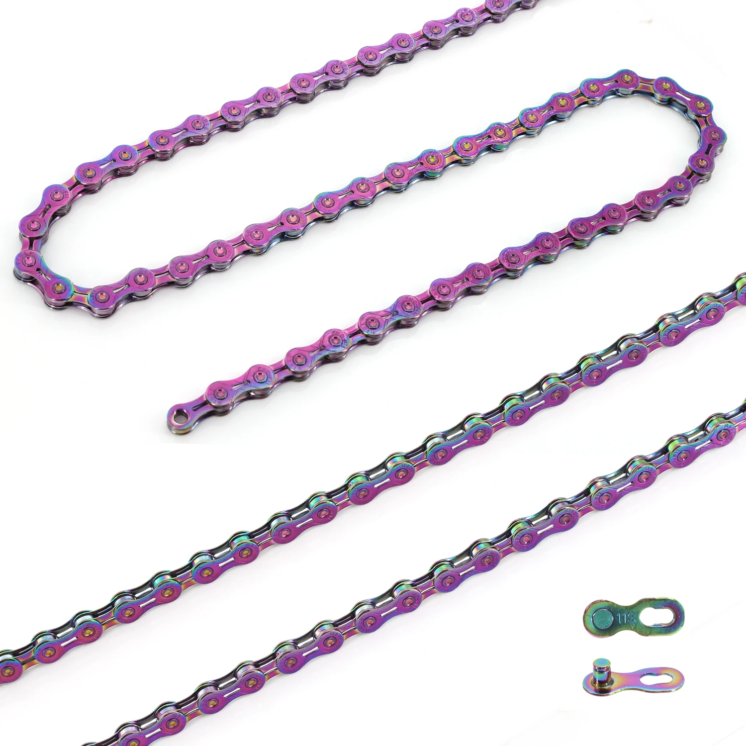 Высокое качество FNC 11 скорость Радуга ржавчины нержавеющей стали полые дороги горный велосипед цепь