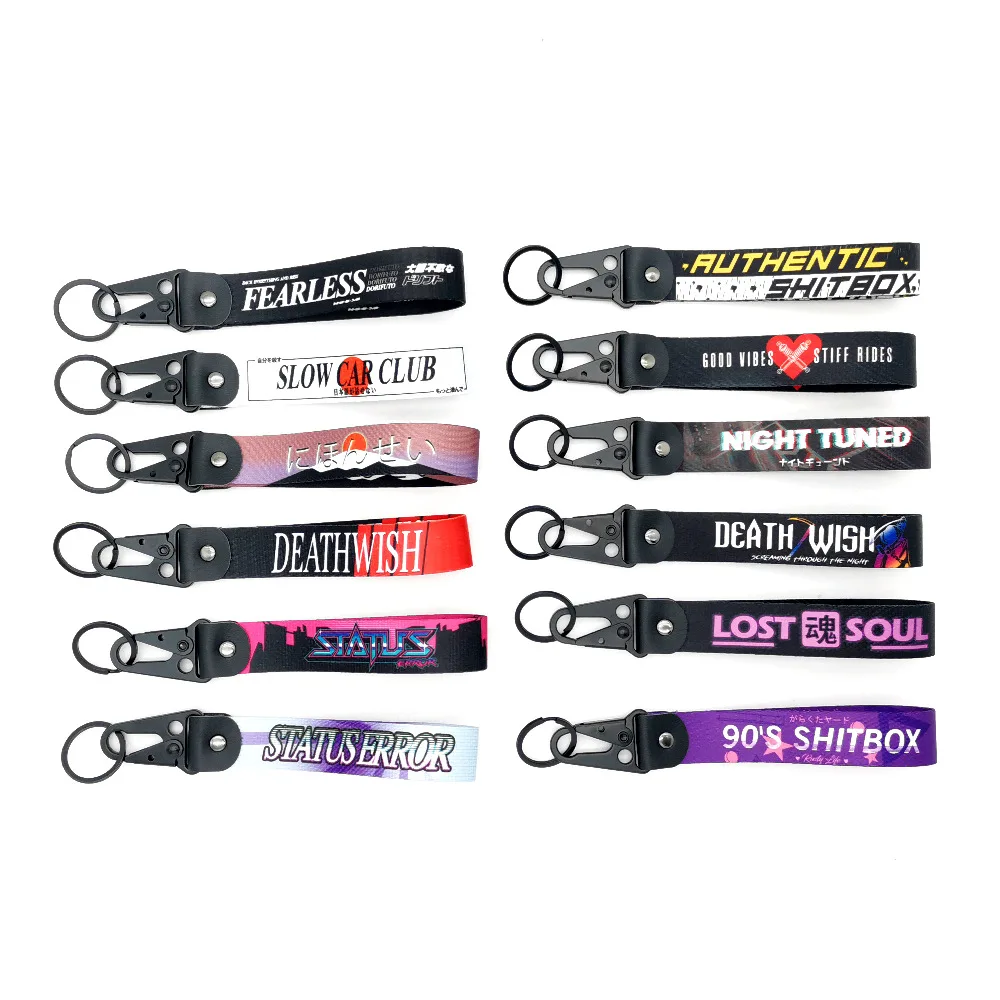 JDM cultural keychain car motorcycle scooter keychain wrist strap anti-lost short lanyard