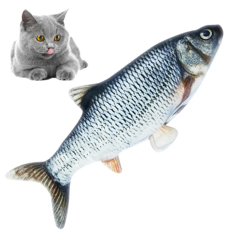 2020 Wholesale Best Plush Fish Toy USB Electric Simulation Doll Interactive Floppy Cat Toy kicker fish toy