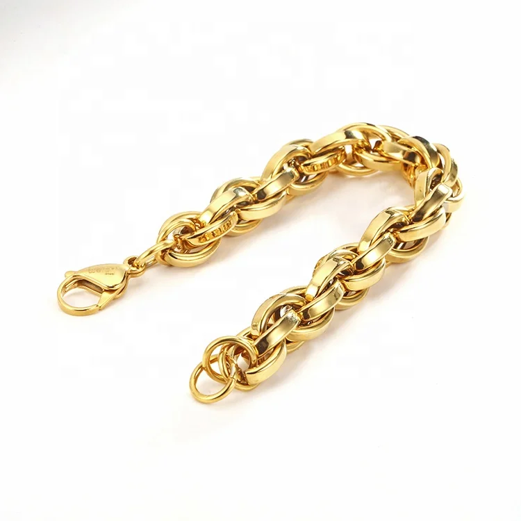 Link Bracelet Italian Style Oval Bracelet Silver Rose Gold Plated Adjustable Stainless Steel Chain Bangle bracelets for men