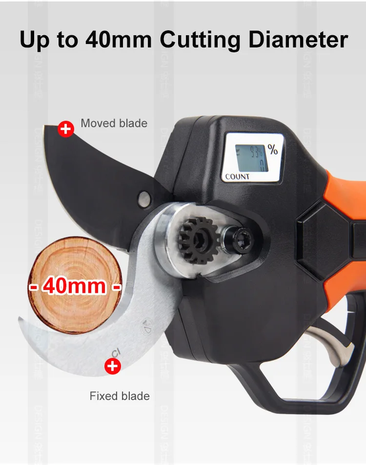 40mm cordless electric garden scissors battery power shears for tree branches cutting machine electric pruning shears