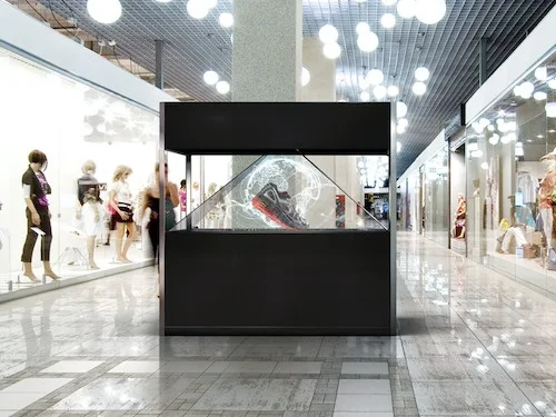 4 sided large pyramid holographic display, 3D Holographic Projection System for Shopping mall advertising