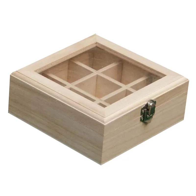 Wooden gift box pine wood tea bags storage box