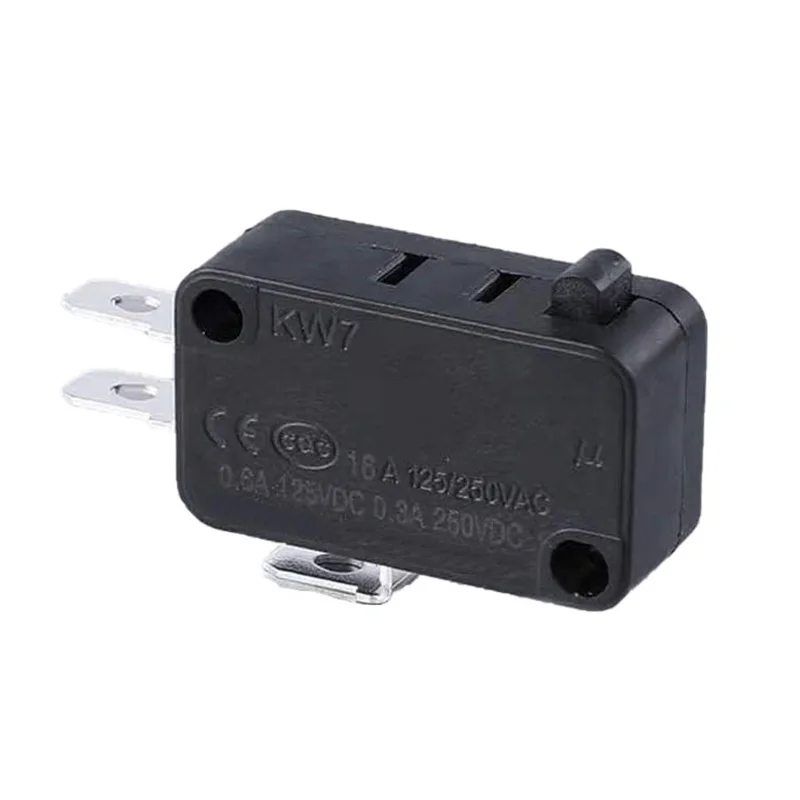 Black KW7-0 3-pin micro switch travel limit switch 15A 250V self-resetting silver contact switch