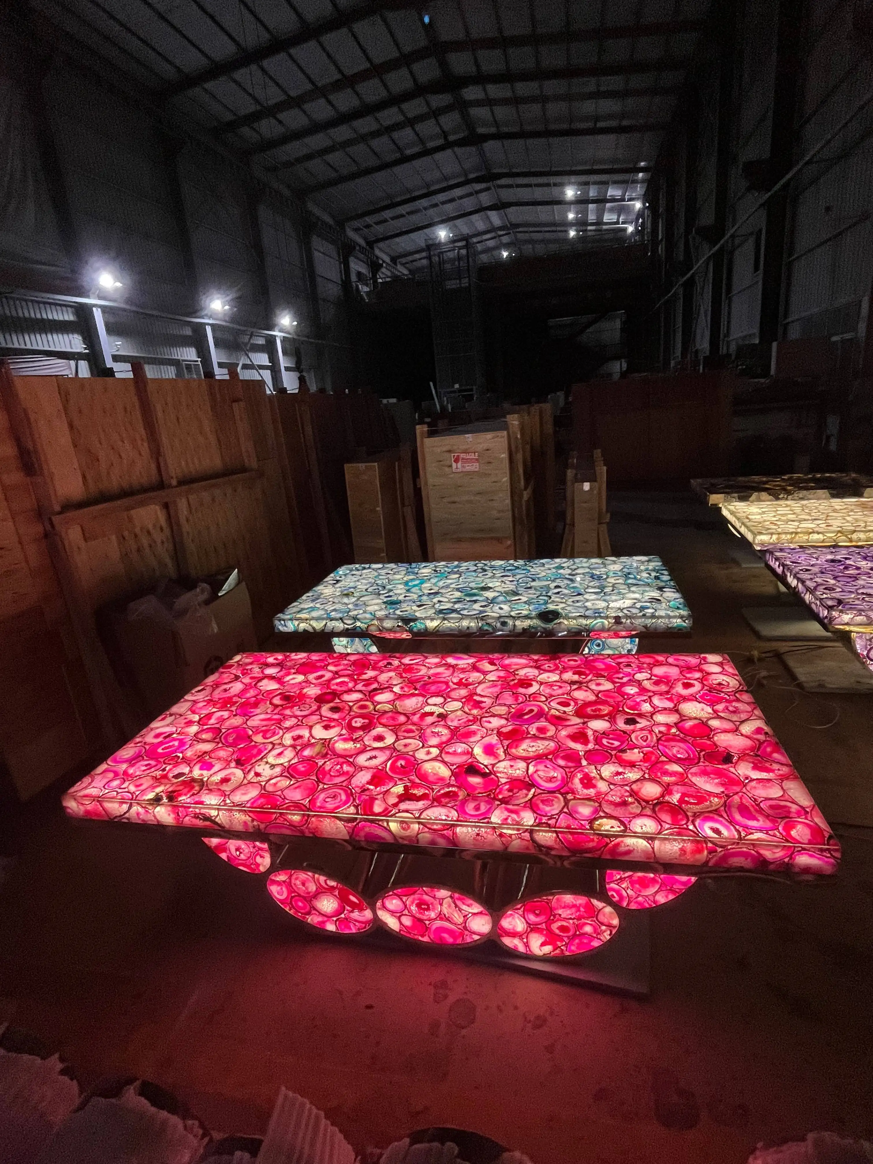 Translucent Backlit Natural Agate Slab with Glass Panel Customized Backlit Brown Agate Gemstone Stone Slabs