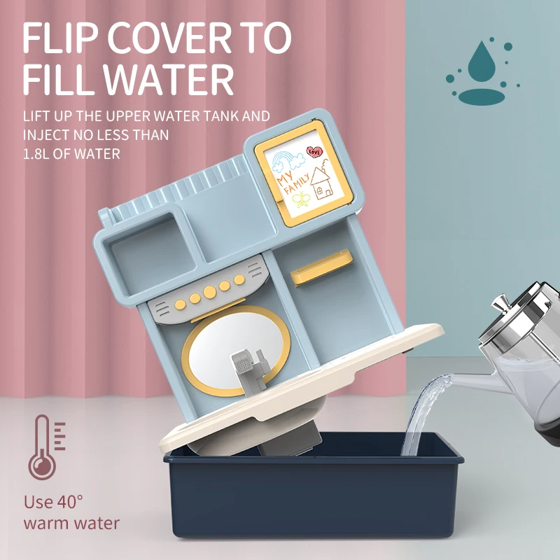 Run Water Washstand Sink Mini Household Wash Basin Brush Teeth Play Toy Kitchen Sink For Kid