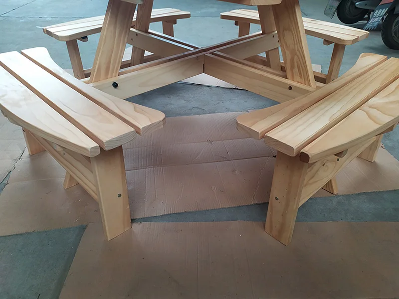 Modern Antique-Style European Sun Lounger 8-Seat round Wooden Outdoor Restaurant Dining Benches for Park Picnic Garden Patio