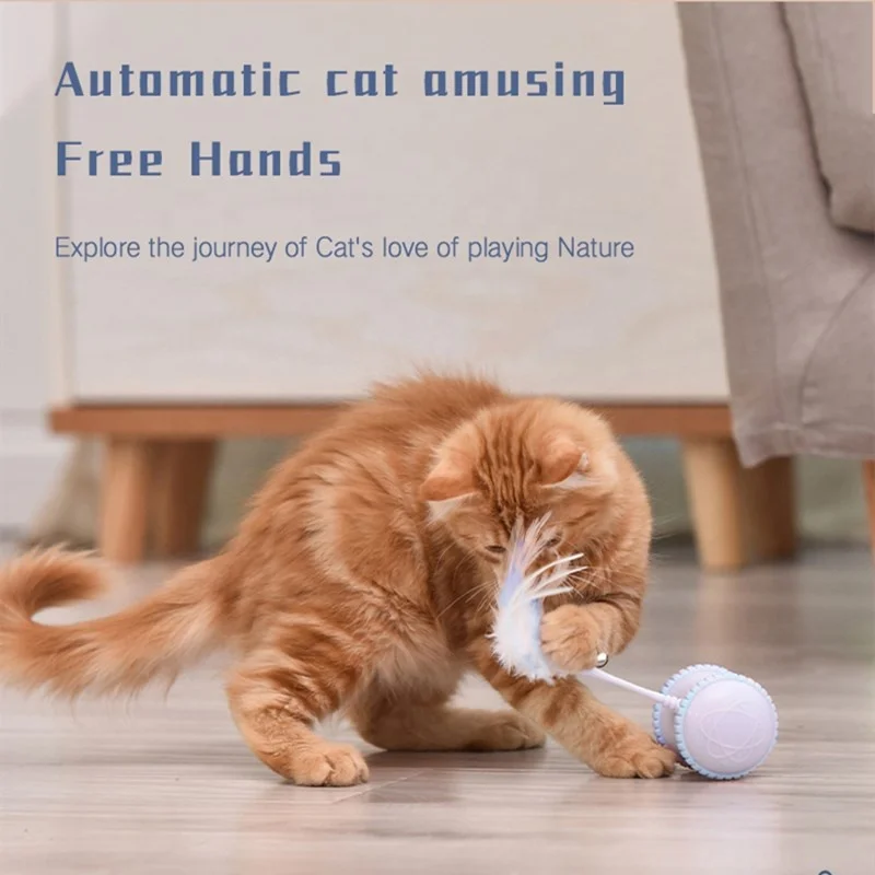 Eco-friendly USB rechargeable interactive smart rolling pet cat toy moving cat teaser funny for pet
