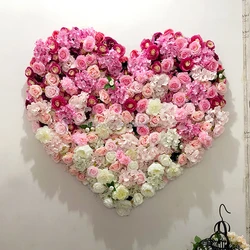 L01 Wholesale 3D Roll Up Ombre Fake Flower Wall Backdrop Mat Artificial Silk Rose Peony Floral Wall Panel For Wedding Home Decor