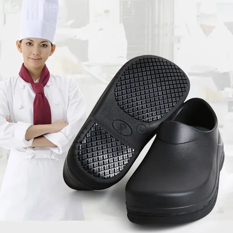 EVA antiskid clogs ASTM certificate black wear-resistant work chef kitchen shoes