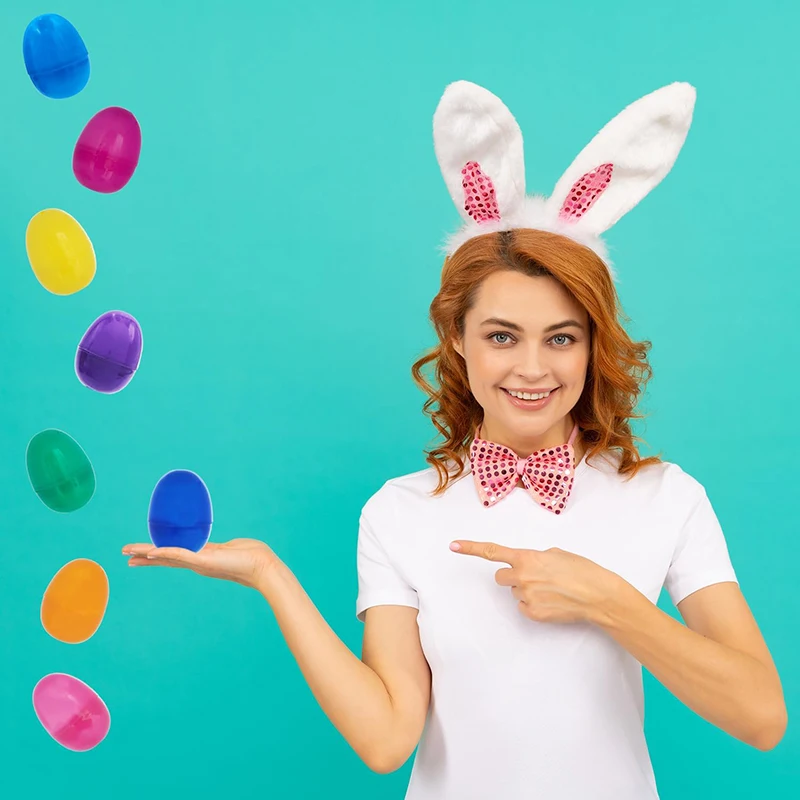 Fillable Easter Eggs with Hinge Bulk Colorful Bright Plastic Easter Eggs, Perfect for surprise Egg, Easter Hunt Assorted Colors