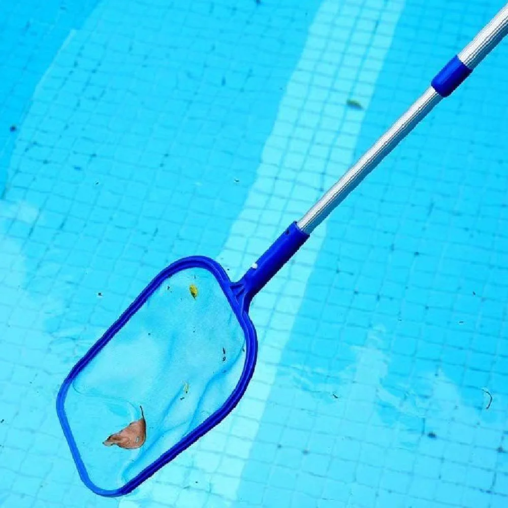 Pool Skimmer Net with 3 Sections Telescopic Pole Leaf Skimmer Mesh Rake Net for Pool Spa Cleaning