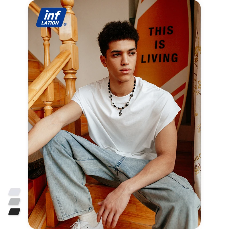 
Wholesale OEM Mens 100% Cotton Tank Tops Streetwear Summer Soft Oversized Hip Hop Tank Top Men 