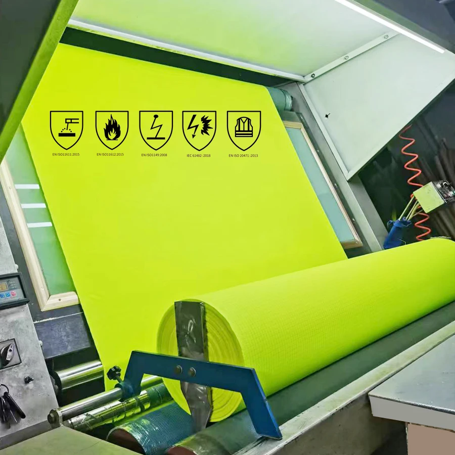 CP290AS-Hivis Cotton PES Spandex FR Antistatic Elastane Flame Retardant Fabric