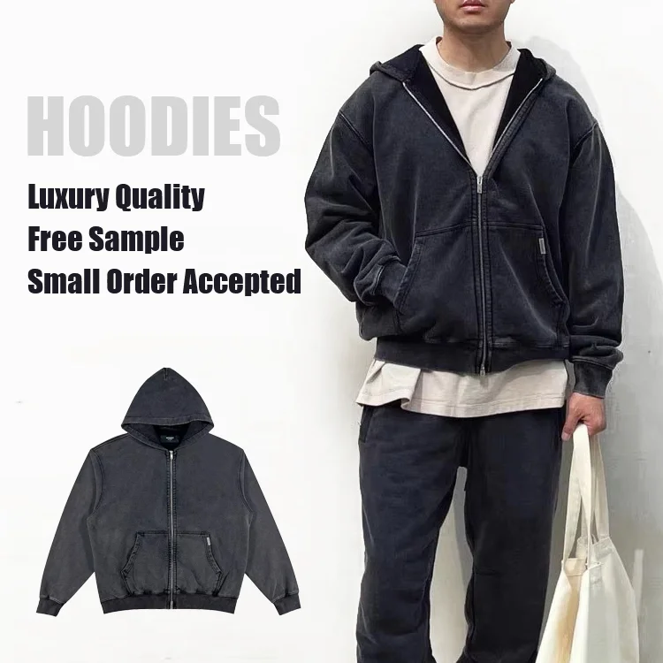 Custom Zip Up spider Hoodie Oversize 100% Cotton Heavyweight 300 500 GSM Men 3D Puff Printing Hoodies winter clothes for men