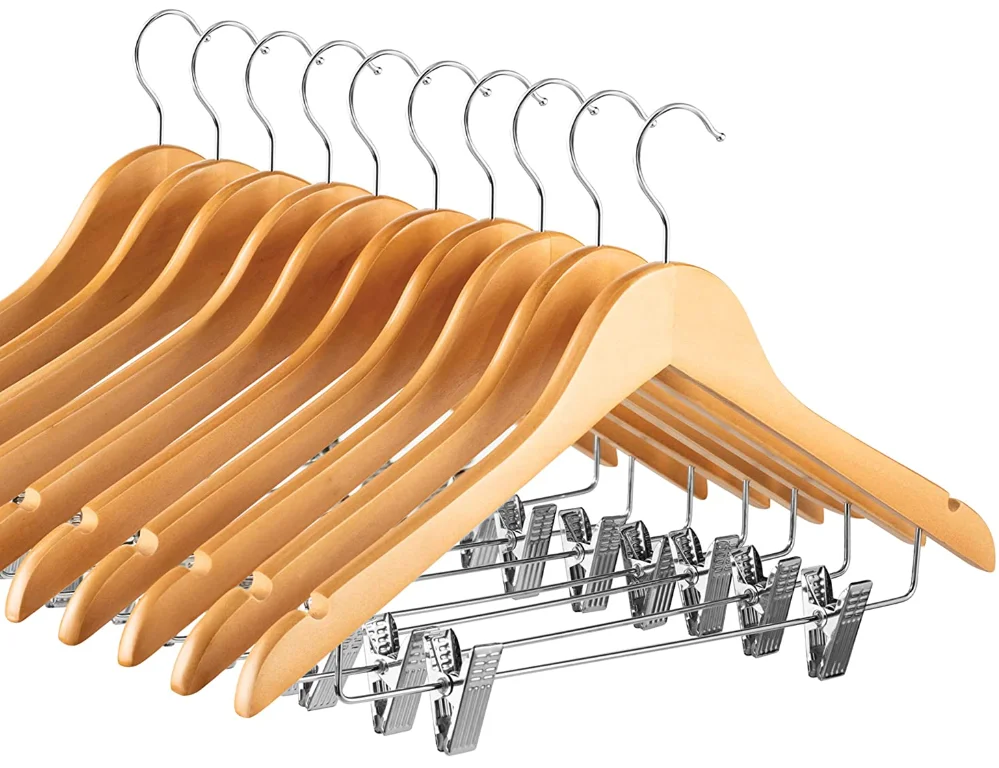 Tailai Wooden Factory Price wholesale natural color custom wooden hanger for clothes Wooden Suit Hangers