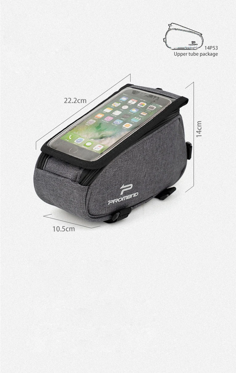 2021 Promend Bicycle Nylon Bag Cheap price New Durable Top Tube Mobile MTB bike Bag Front Frame Touch Screen cell Phone bike Bag