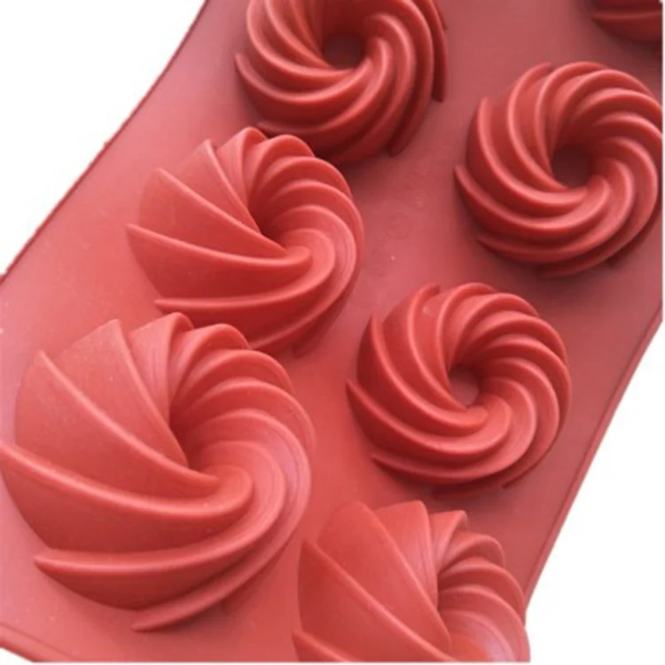 8 Cavities Cyclone spiral Silicone Molds for Microwave Cake