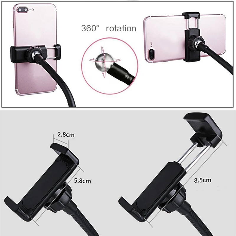 2 In 1 360 Degree Rotating Adjustable LED Light Stand Cell Phone Holder For Selfie Live Streaming For iPhone 11 Pro Max