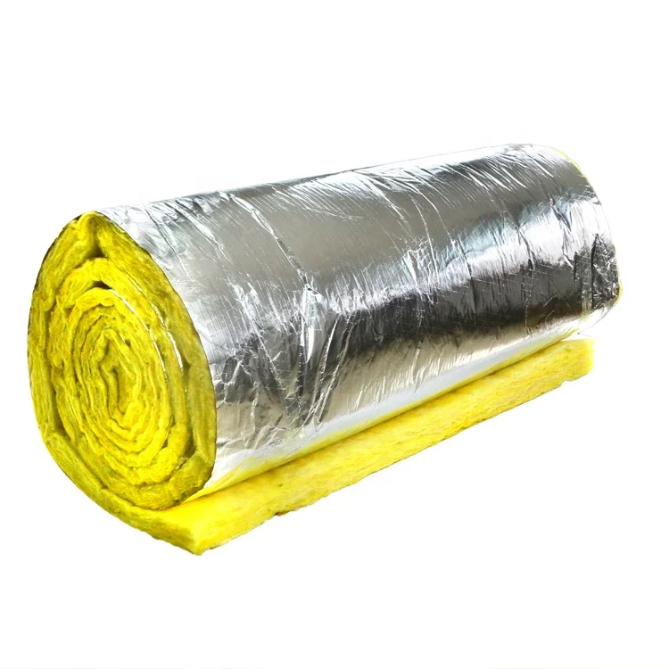 factory waterproof fireproof aluminium Foil Fiber Glass Wool blanket Roll for building insulation